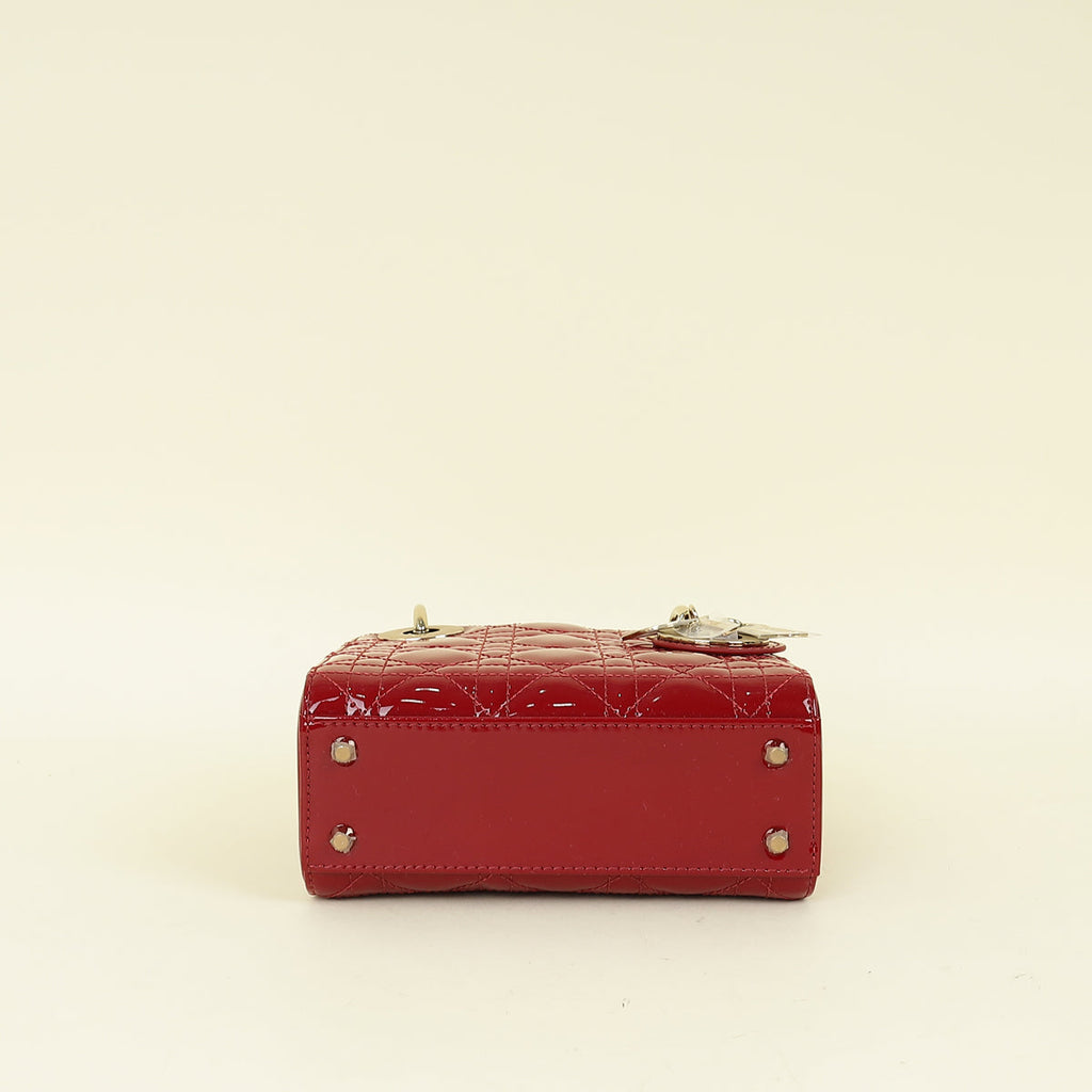 Christian Dior Cherry Red Lady Dior Mini Chain Bag