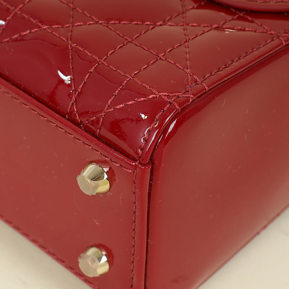 Christian Dior Cherry Red Lady Dior Mini Chain Bag
