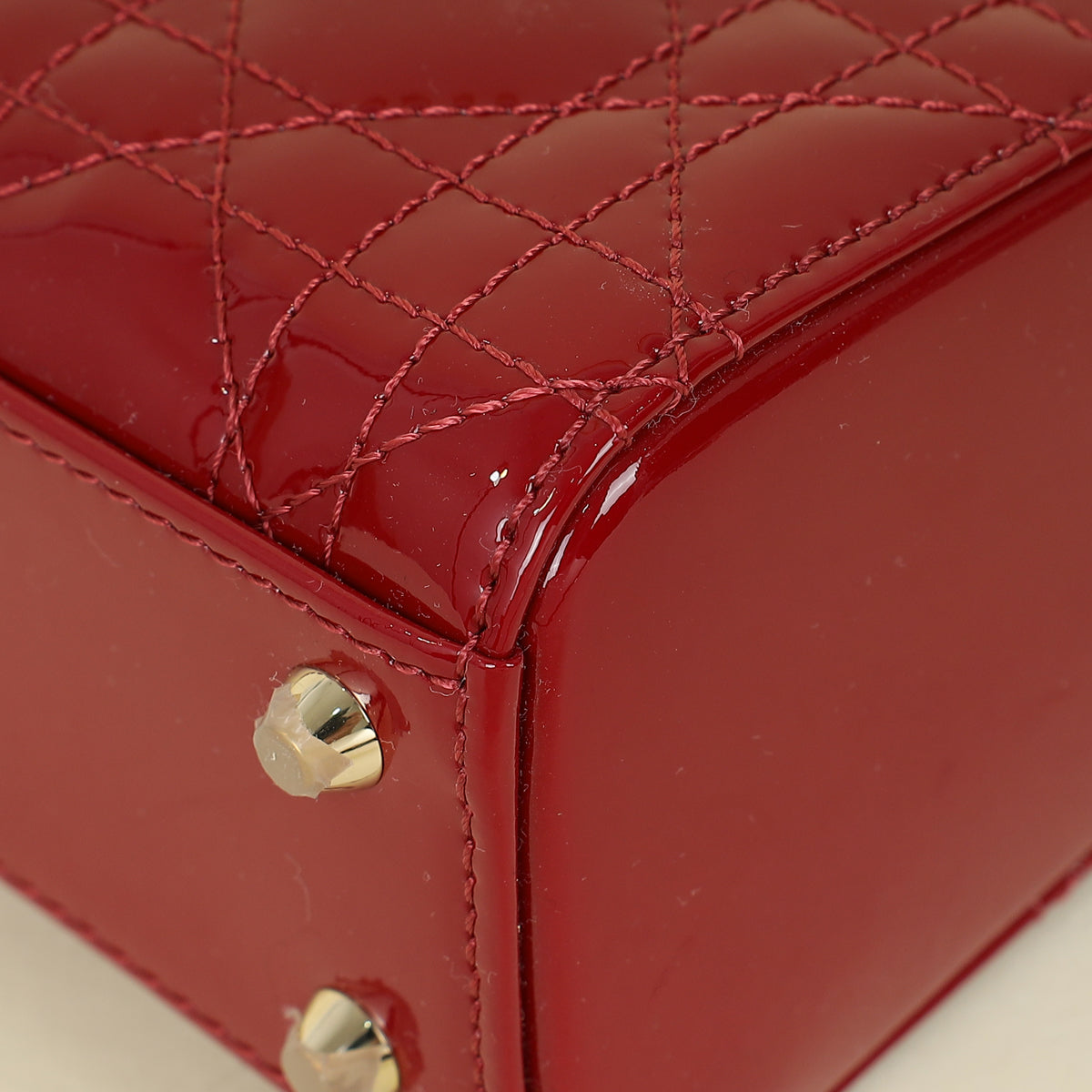 Christian Dior Cherry Red Lady Dior Mini Chain Bag