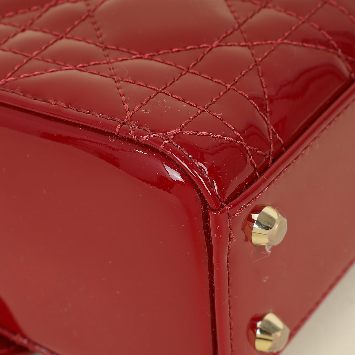 Christian Dior Cherry Red Lady Dior Mini Chain Bag