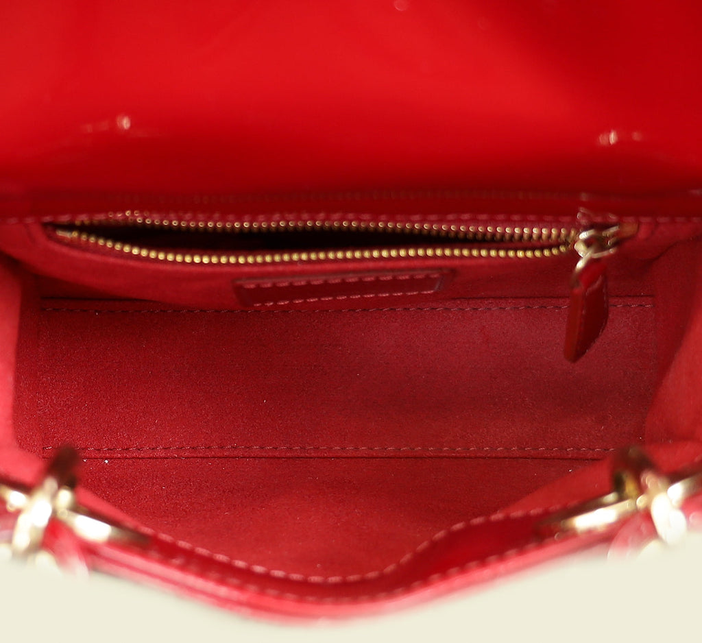 Christian Dior Cherry Red Lady Dior Mini Chain Bag