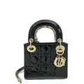 Christian Dior Black Chain Mini Lady Dior Bag W/ Twilly