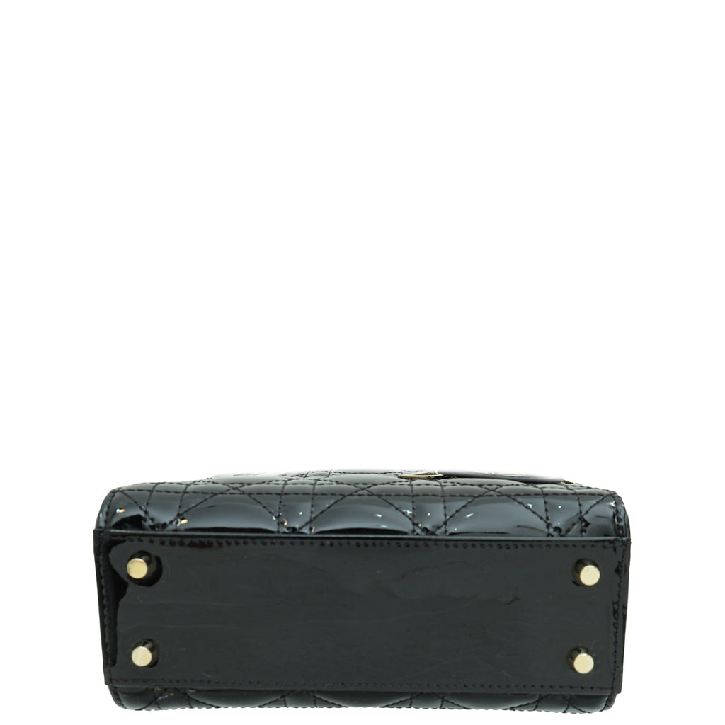 Christian Dior Black Chain Mini Lady Dior Bag W/ Twilly