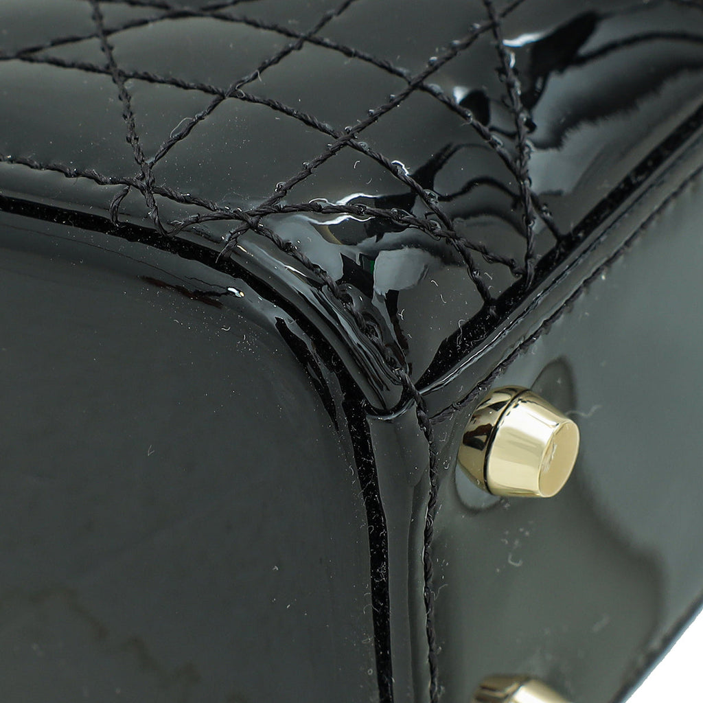 Christian Dior Black Chain Mini Lady Dior Bag W/ Twilly