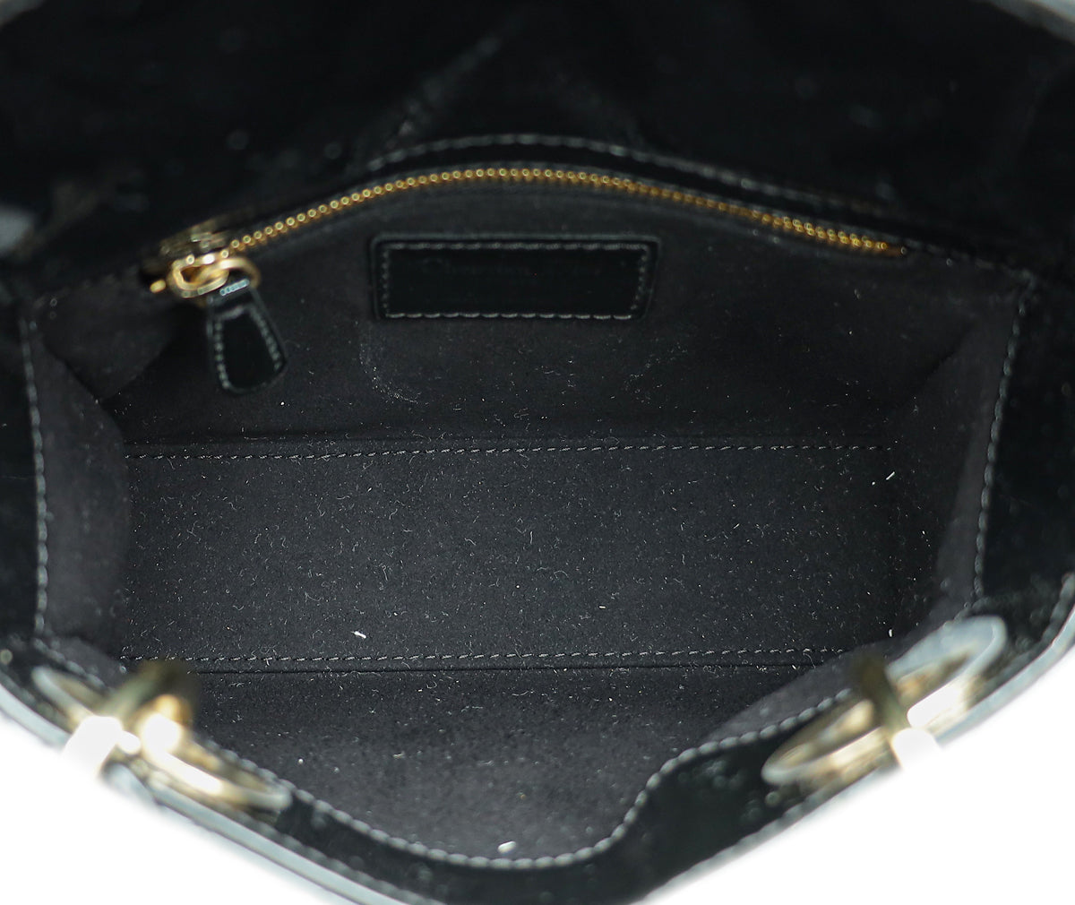 Christian Dior Black Chain Mini Lady Dior Bag W/ Twilly