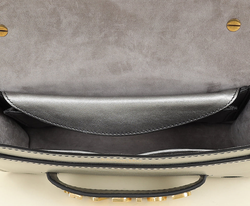 Christian Dior Metallic Grey J'adior Medium Flap Chain Bag