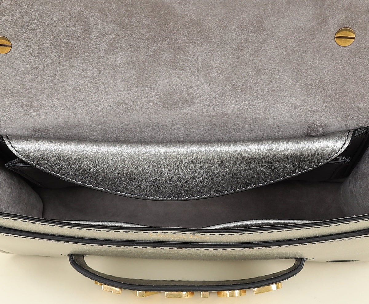 Christian Dior Metallic Grey J'adior Medium Flap Chain Bag