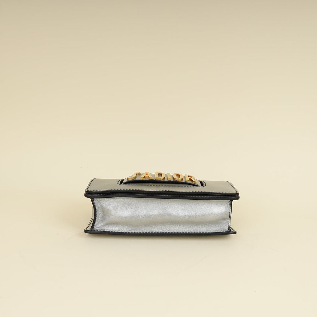 Christian Dior Metallic Grey J'adior Medium Flap Chain Bag