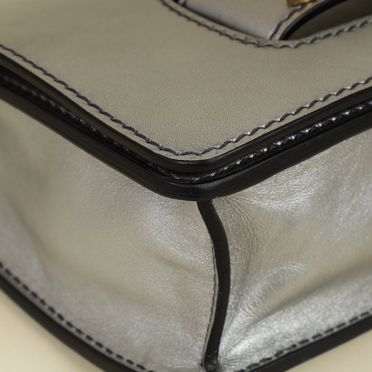 Christian Dior Metallic Grey J'adior Medium Flap Chain Bag