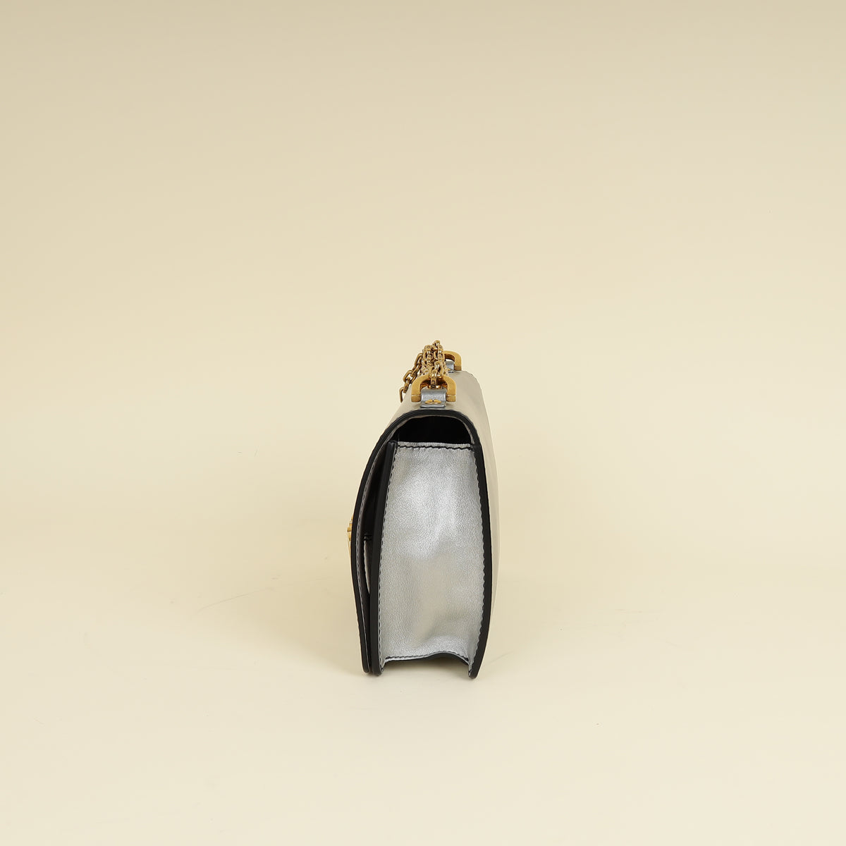 Christian Dior Metallic Grey J'adior Medium Flap Chain Bag