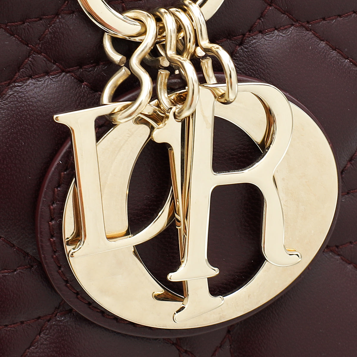 Christian Dior Burgundy Lady Dior Large Bag W/ Twilly