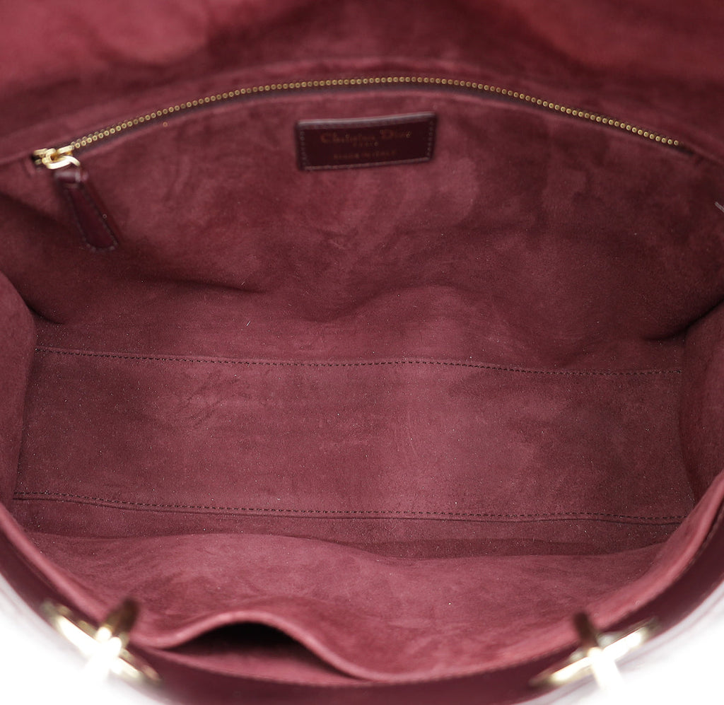 Christian Dior Burgundy Lady Dior Large Bag W/ Twilly
