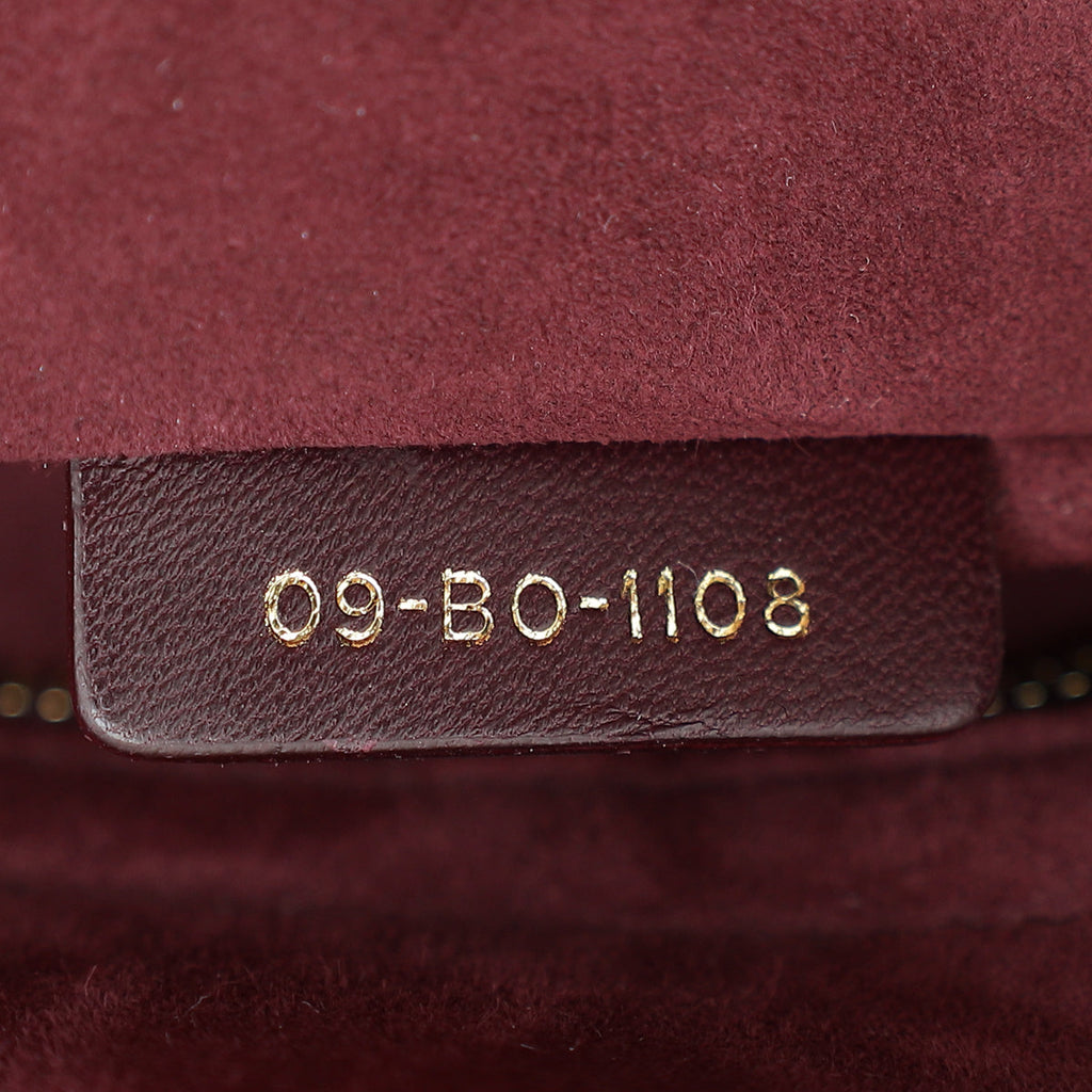Christian Dior Burgundy Lady Dior Large Bag W/ Twilly