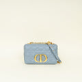 Christian Dior Blue Grey Caro Cannage Small Flap Bag
