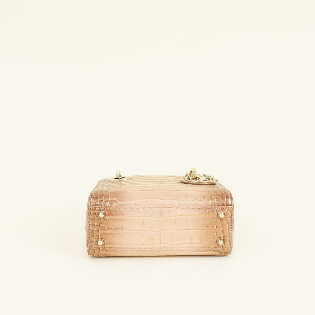 Christian Dior Tricolor Lady Dior Alligator Mini Chain Bag