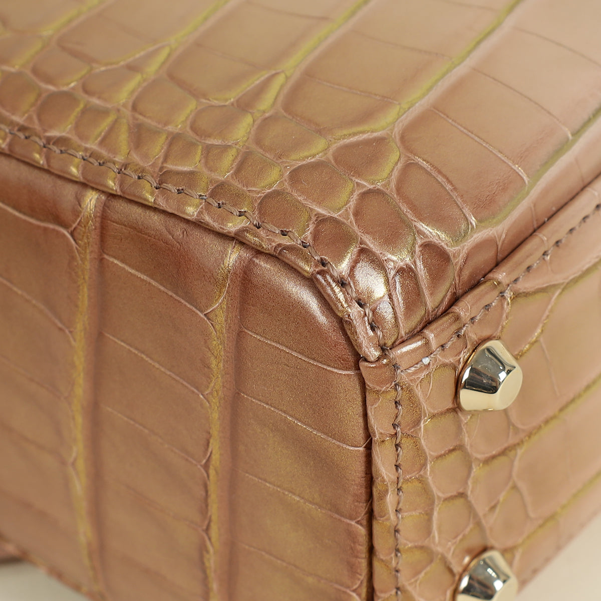 Christian Dior Tricolor Lady Dior Alligator Mini Chain Bag
