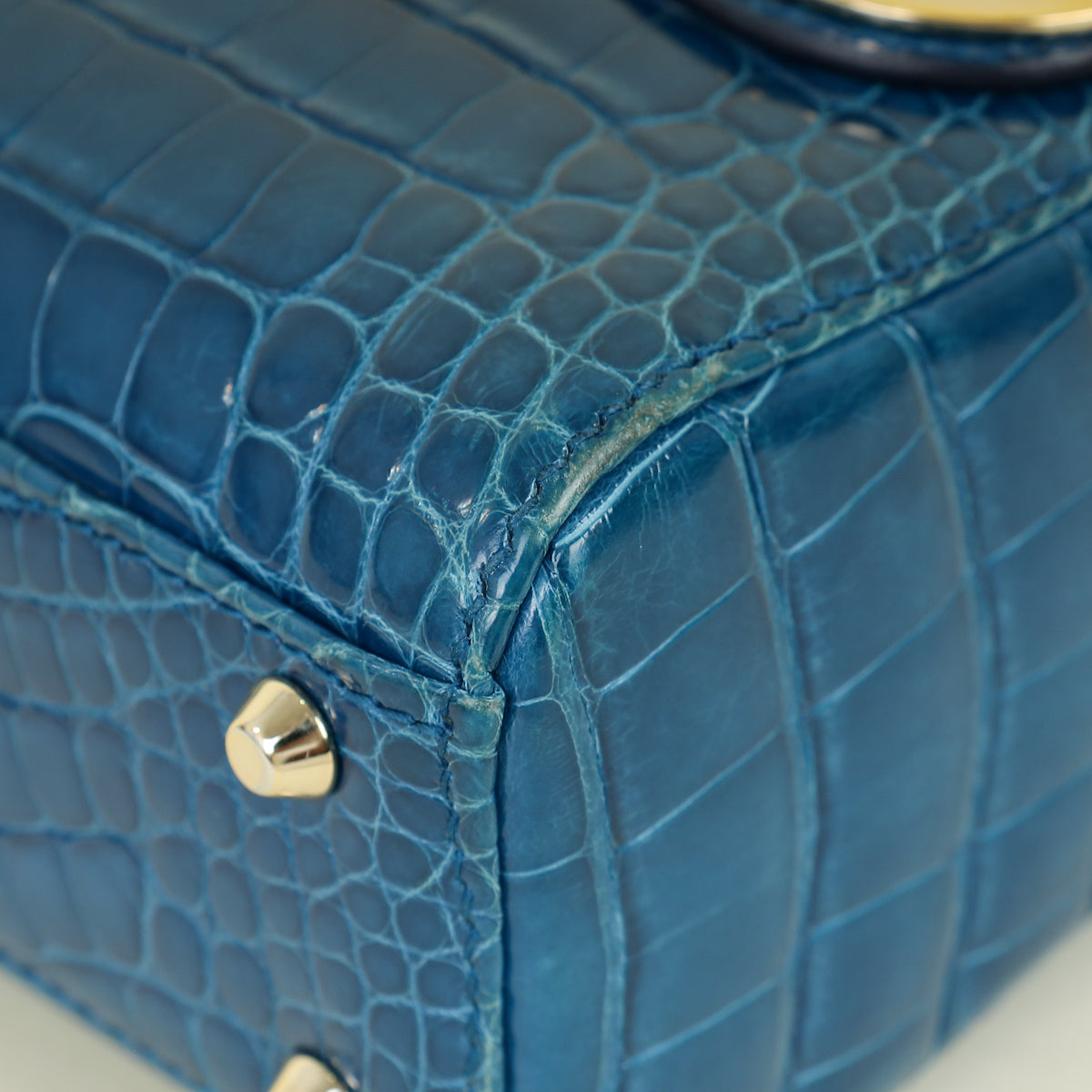 Christian Dior Blue Alligator Mini Lady Dior Bag