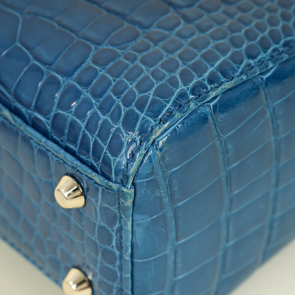 Christian Dior Blue Alligator Mini Lady Dior Bag