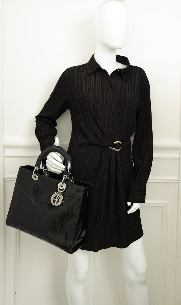 Christian Dior Black Lady Dior Large Bag