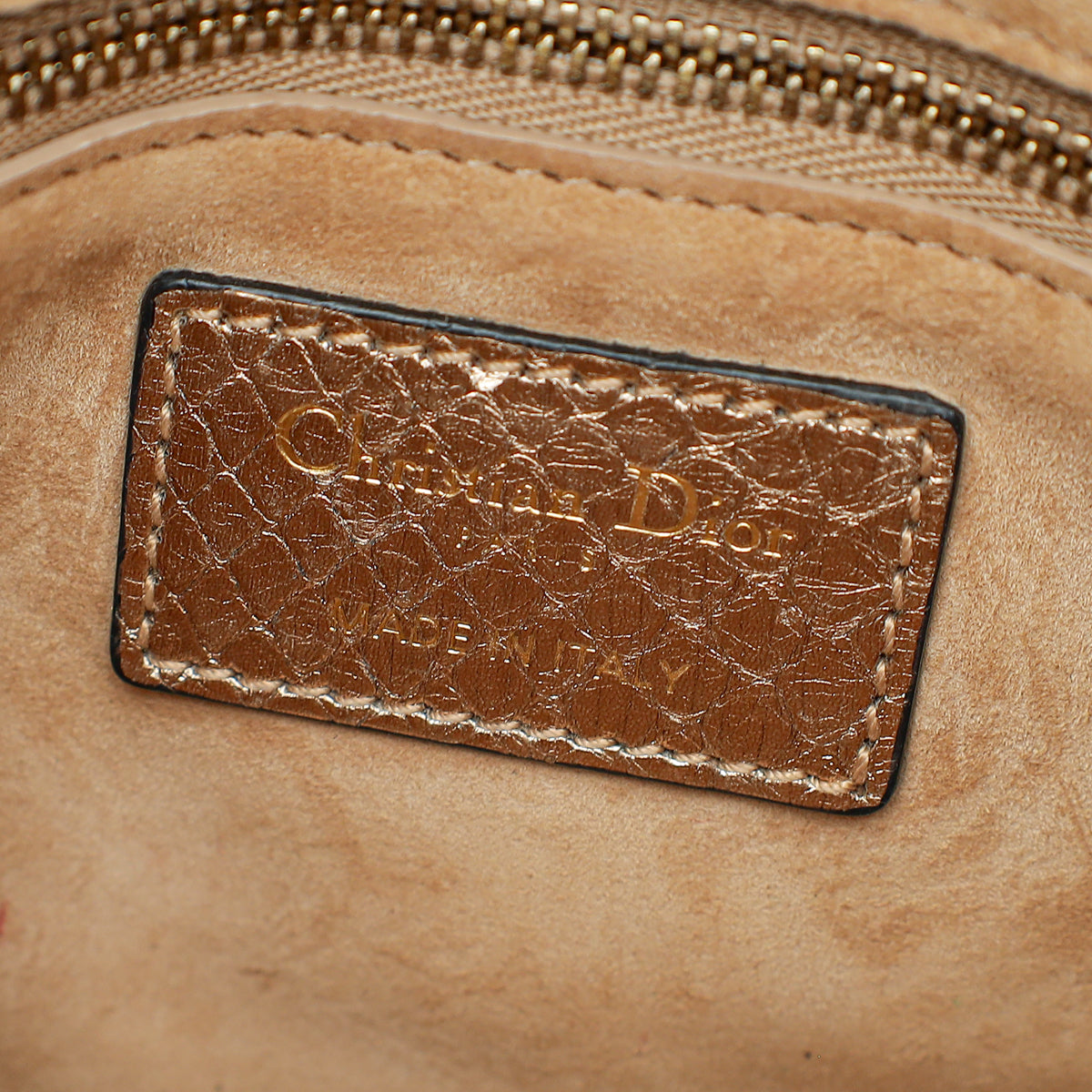 Christian Dior Metallic Rose Gold Python Lady Dior Cannage Supple Mini Bag