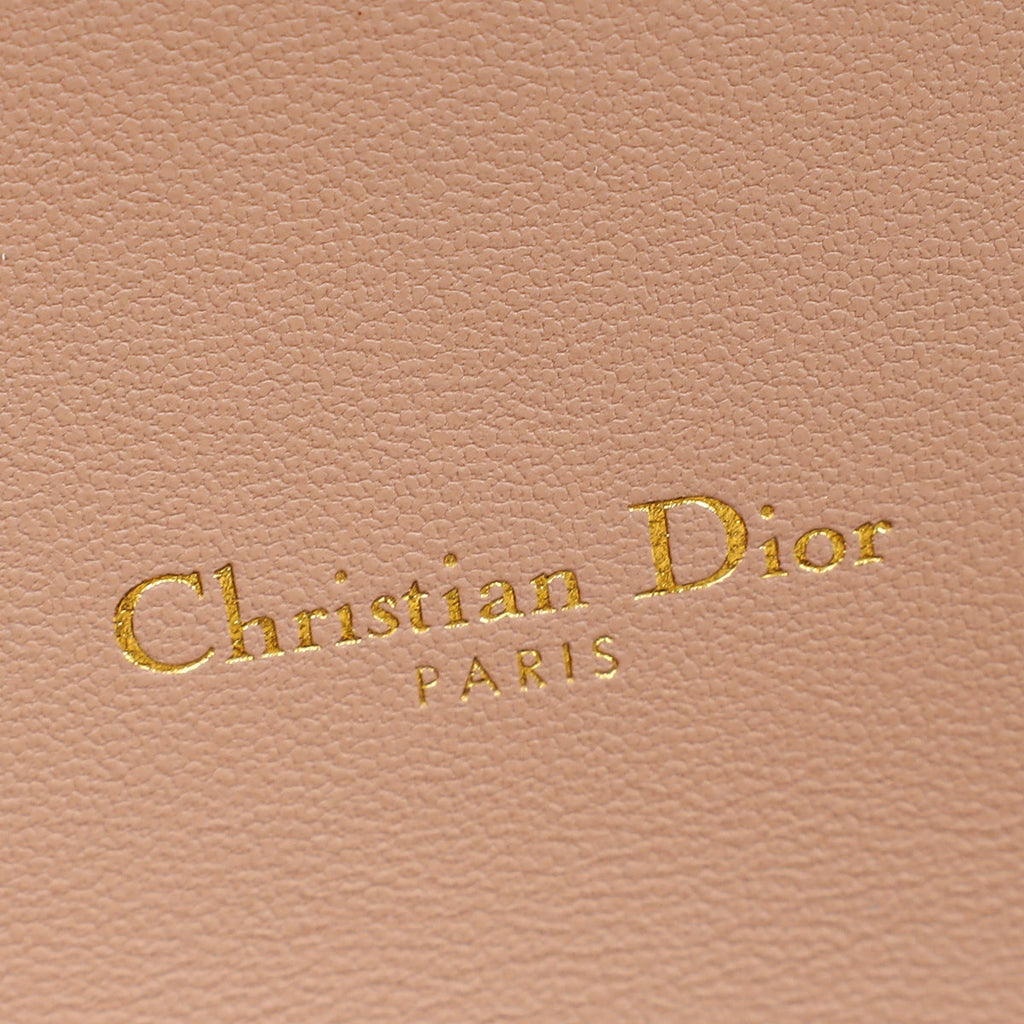Christian Dior Rose De Vents Caro Cannage Pouch With Chain