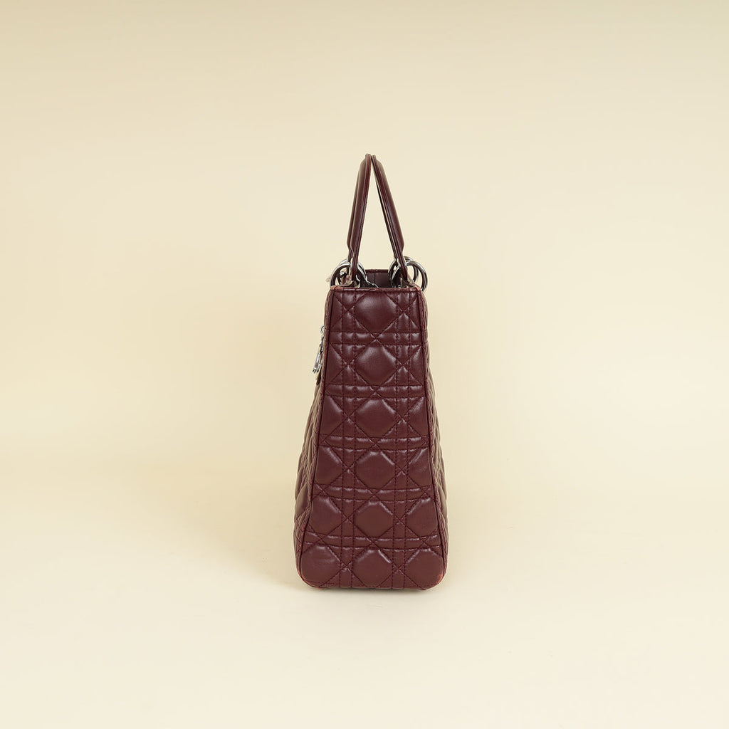 Christian Dior Burgundy Lady Dior Large Bag