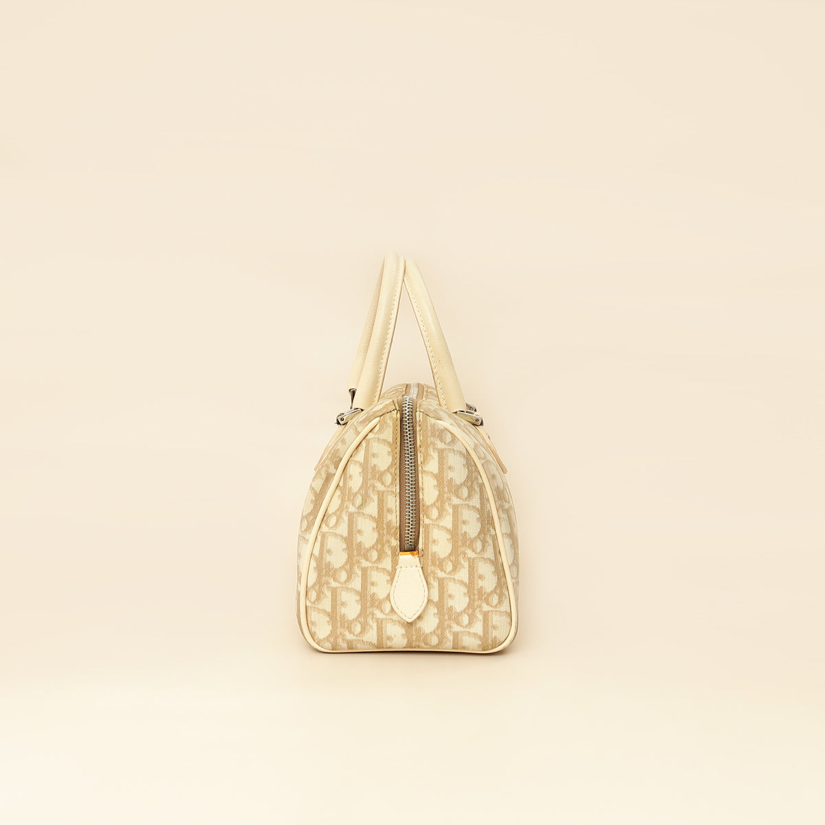 Christian Dior Beige Oblique Floral Boston Bag