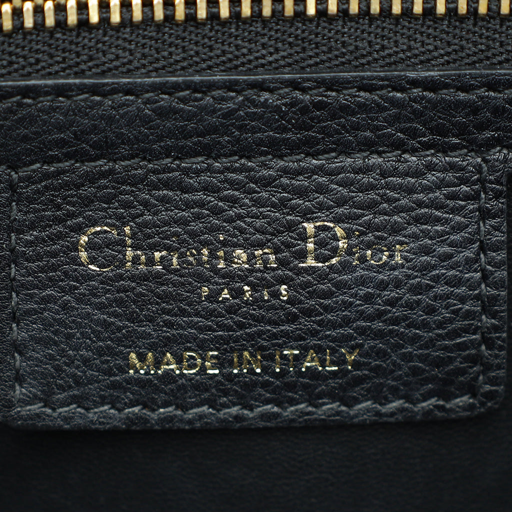 Christian Dior Black Supple Cannage Caro Medium Bag