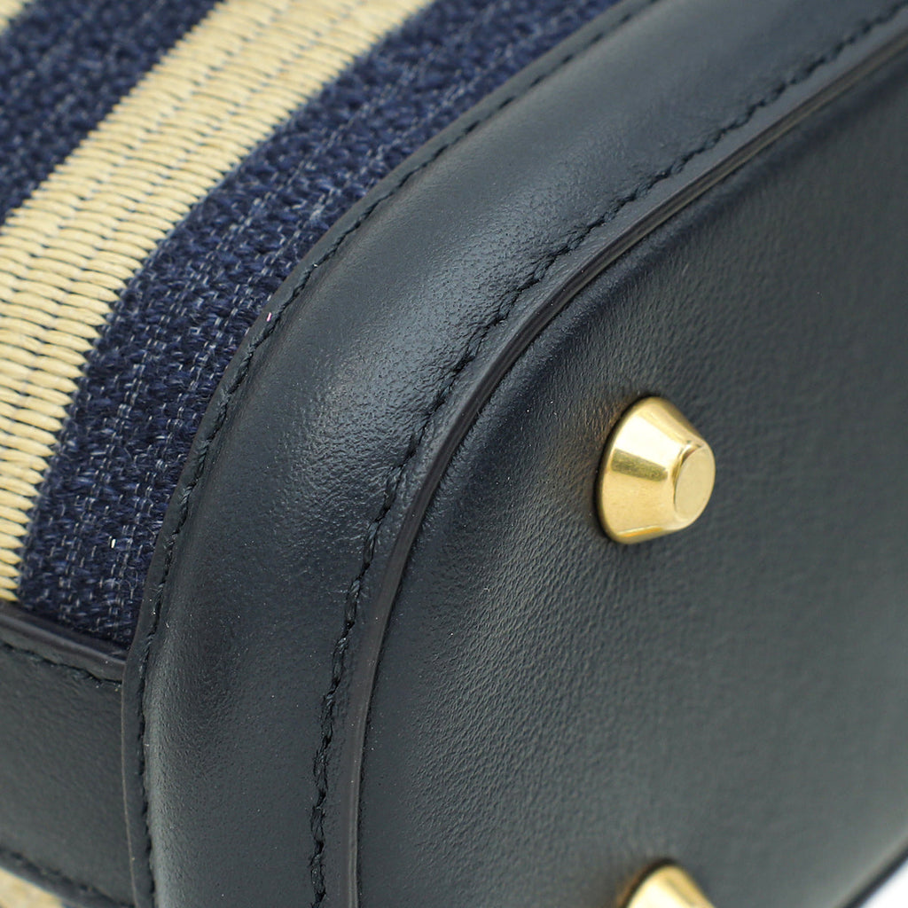 Christian Dior Bicolor Raffia C'est Chain Small Bucket Bag