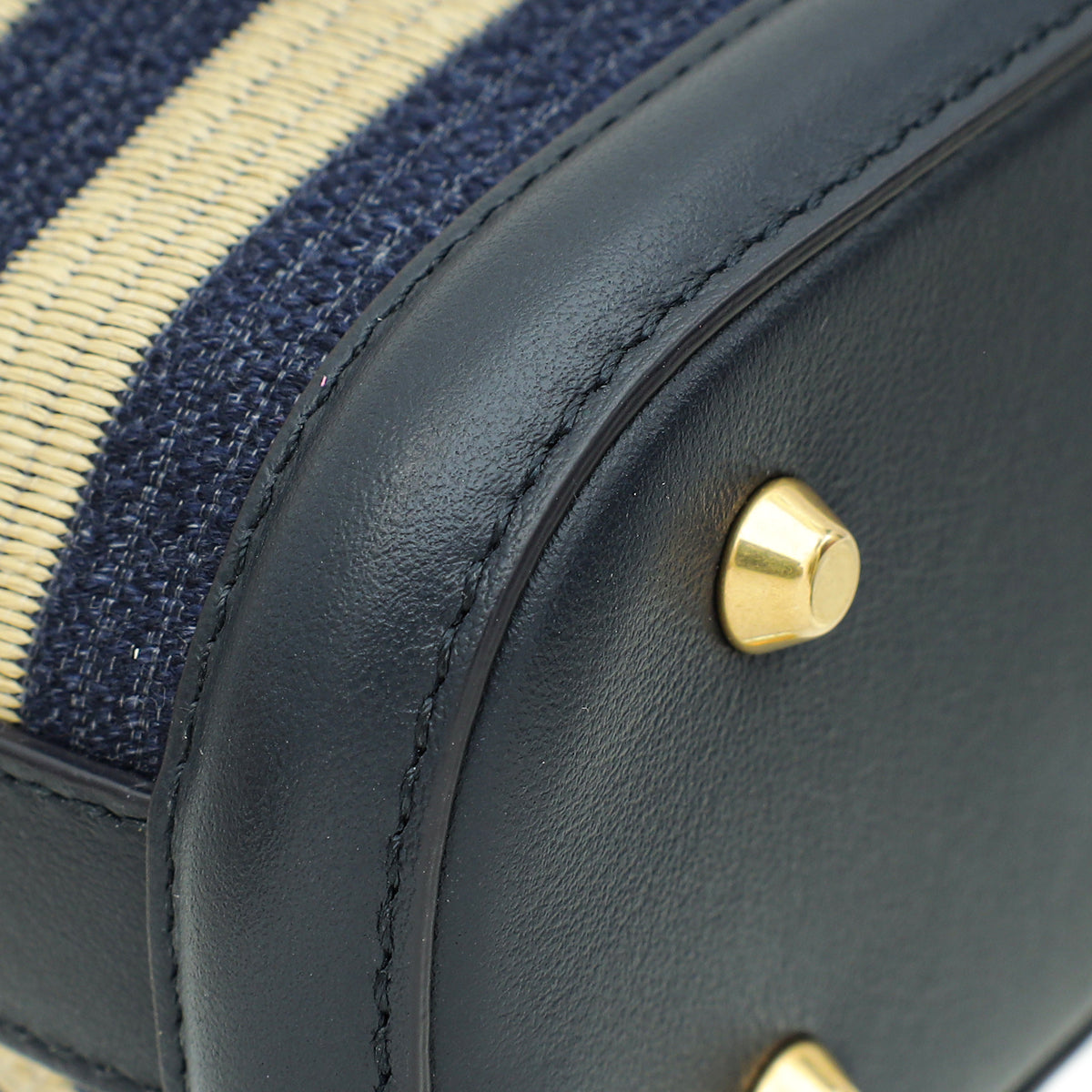 Christian Dior Bicolor Raffia C'est Chain Small Bucket Bag