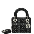 Christian Dior Black Lady Dior Cannage Satin Strass Mini Bag
