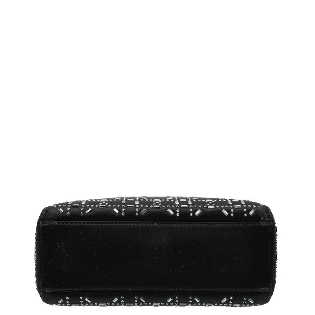 Christian Dior Black Lady Dior Cannage Satin Strass Mini Bag