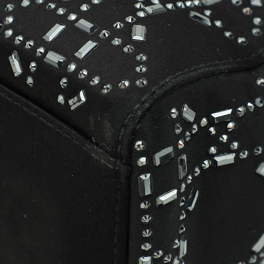 Christian Dior Black Lady Dior Cannage Satin Strass Mini Bag