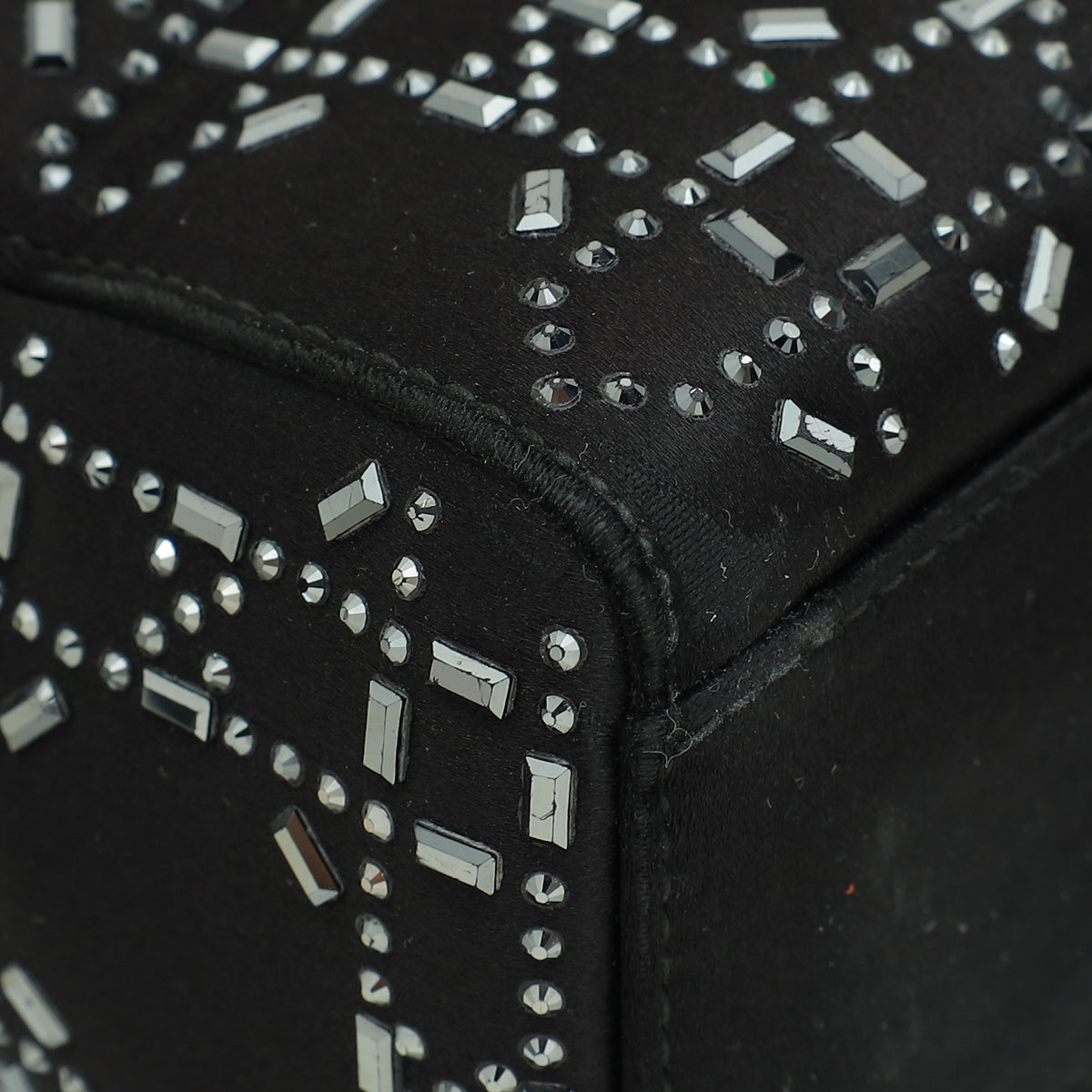 Christian Dior Black Lady Dior Cannage Satin Strass Mini Bag