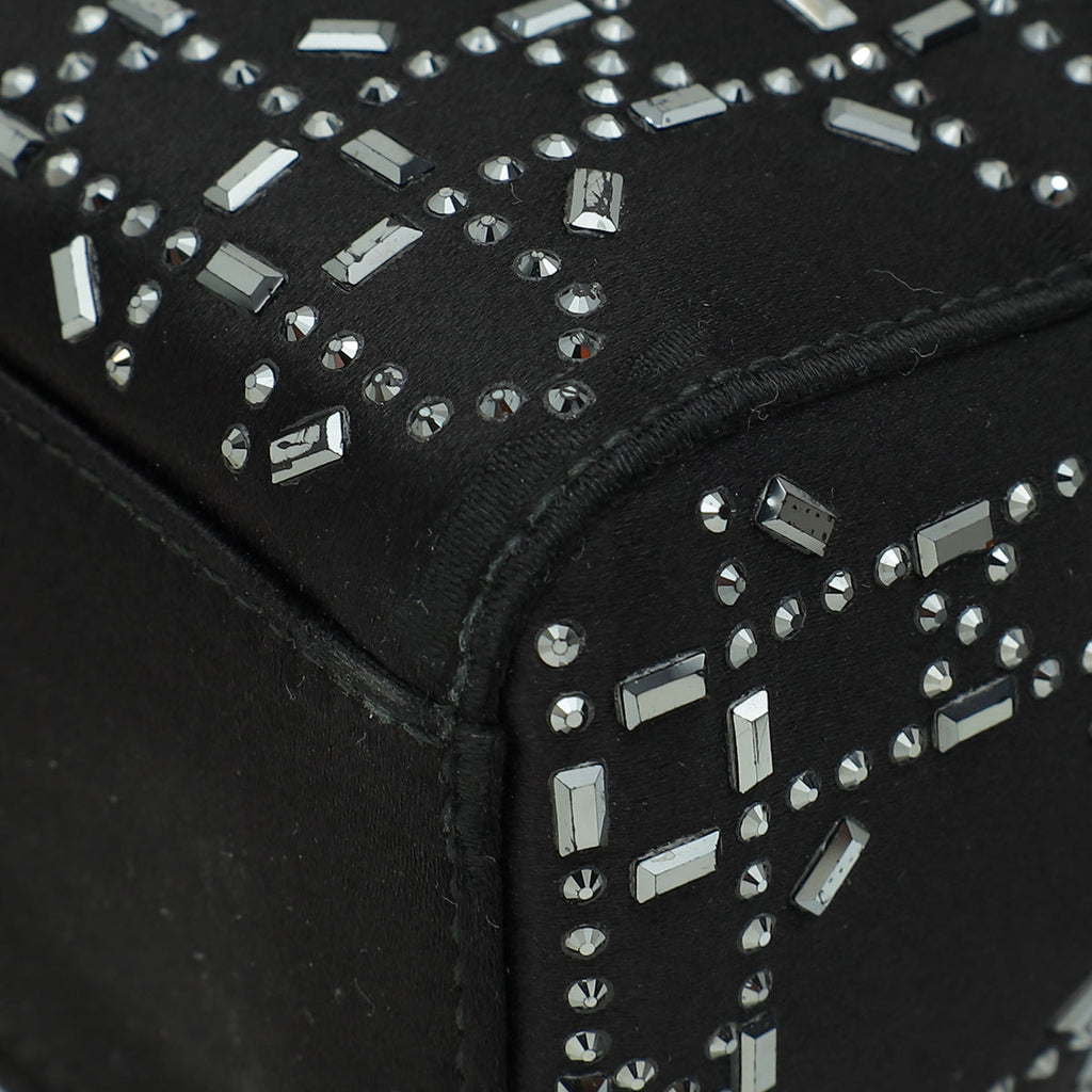 Christian Dior Black Lady Dior Cannage Satin Strass Mini Bag