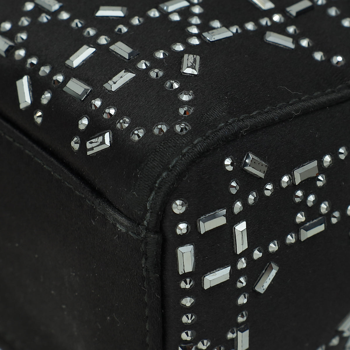 Christian Dior Black Lady Dior Cannage Satin Strass Mini Bag