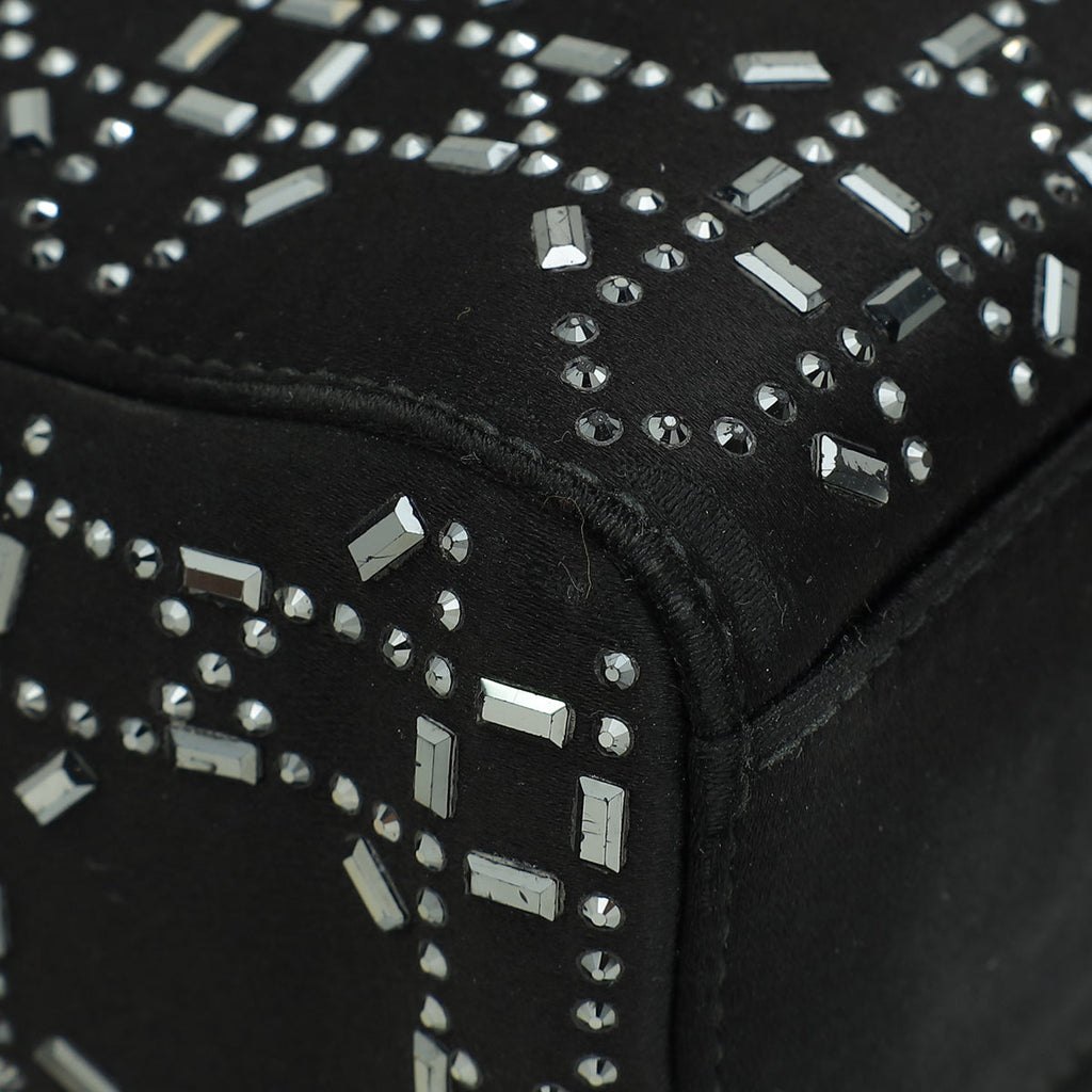 Christian Dior Black Lady Dior Cannage Satin Strass Mini Bag