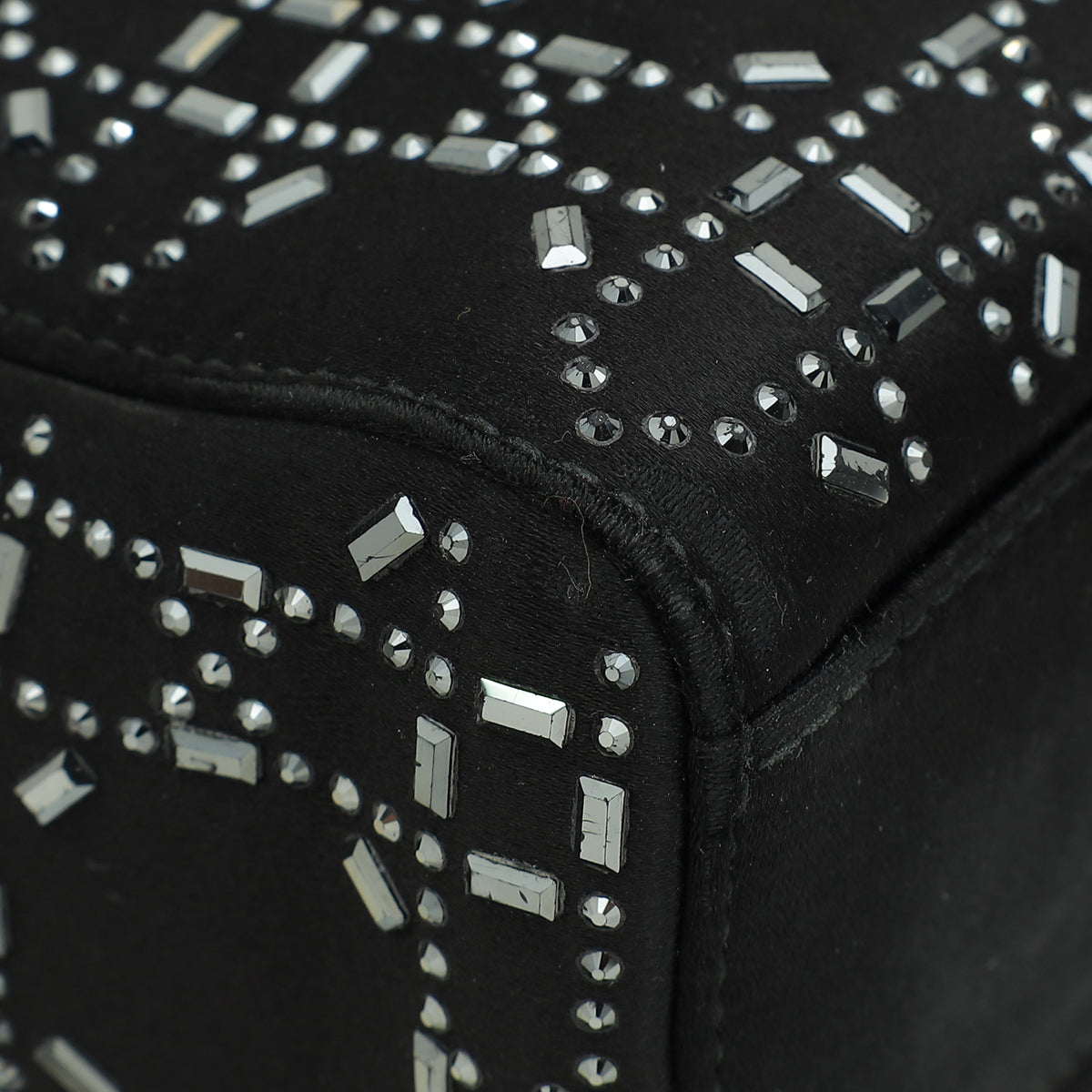 Christian Dior Black Lady Dior Cannage Satin Strass Mini Bag