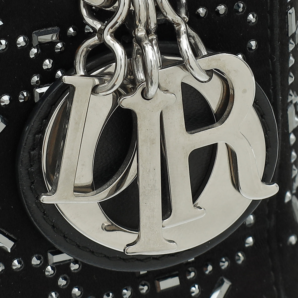 Christian Dior Black Lady Dior Cannage Satin Strass Mini Bag