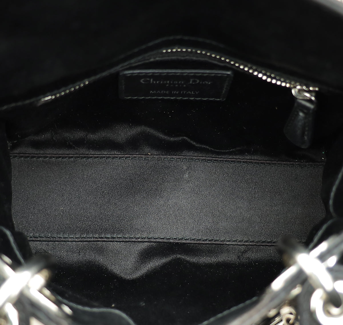 Christian Dior Black Lady Dior Cannage Satin Strass Mini Bag