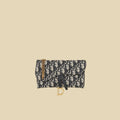 Christian Dior Blue Oblique Saddle Wallet on Chain