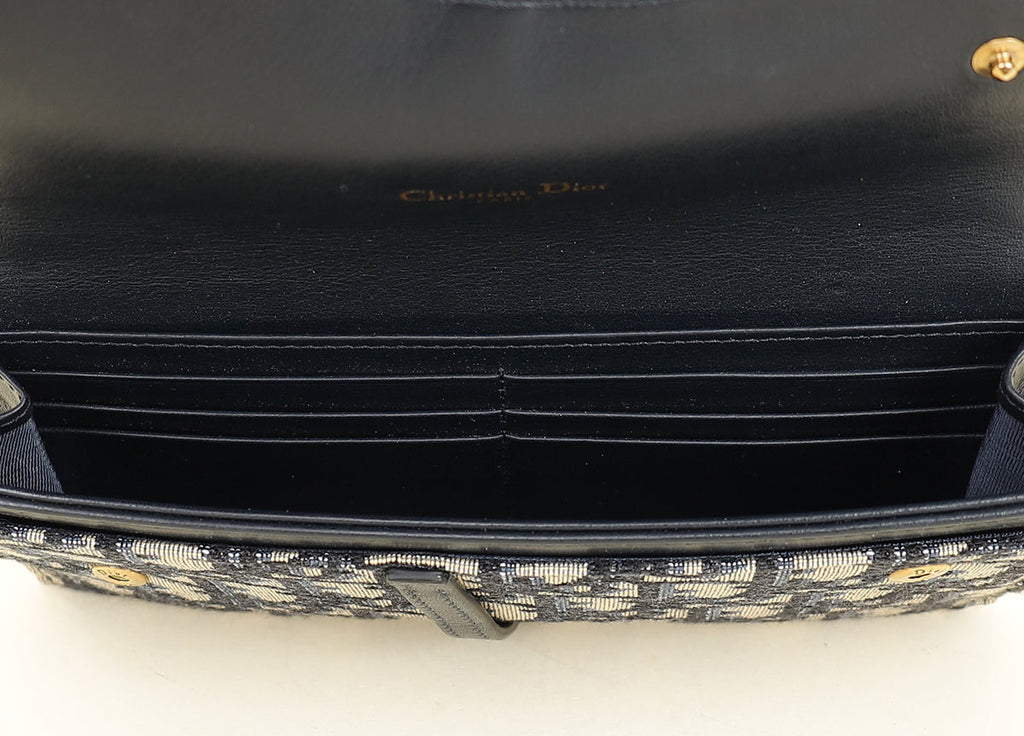Christian Dior Blue Oblique Saddle Wallet on Chain
