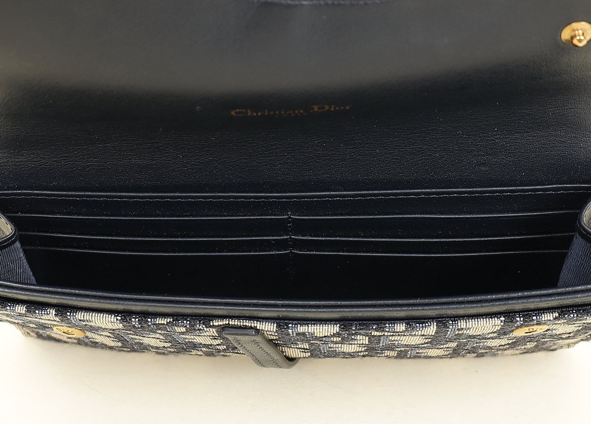 Christian Dior Blue Oblique Saddle Wallet on Chain