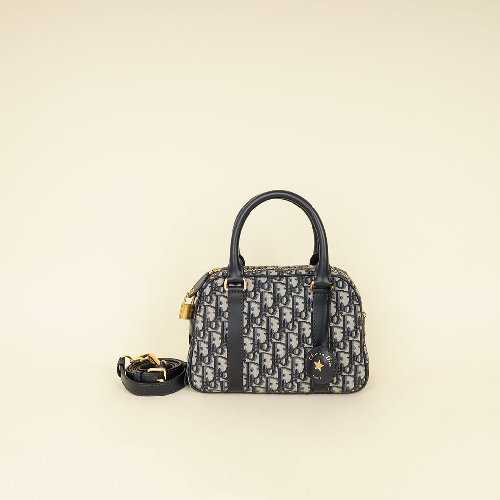 Christian Dior Blue Oblique D-Vibe Bowling Bag