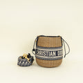 Christian Dior Navy Blue Oblique Wicker Bucket Bag