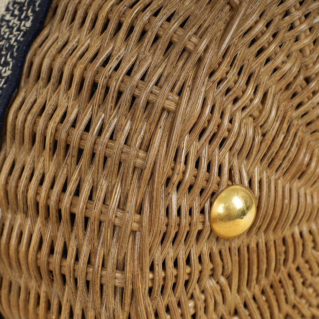 Christian Dior Navy Blue Oblique Wicker Bucket Bag