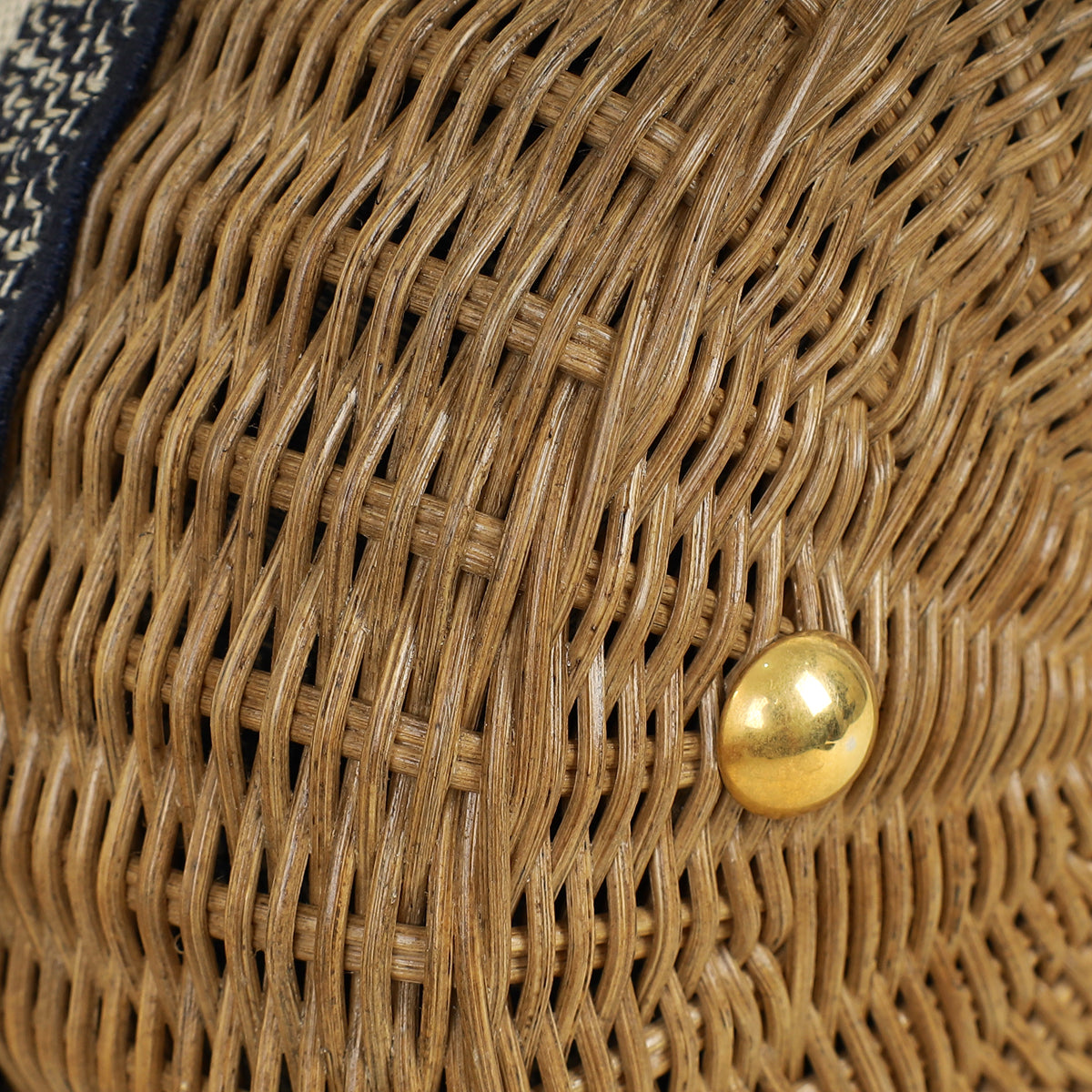 Christian Dior Navy Blue Oblique Wicker Bucket Bag
