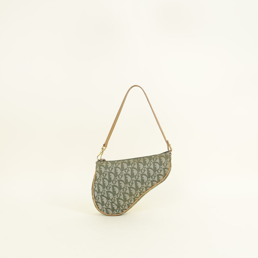 Christian Dior Khaki Oblique Saddle Mini Pochette