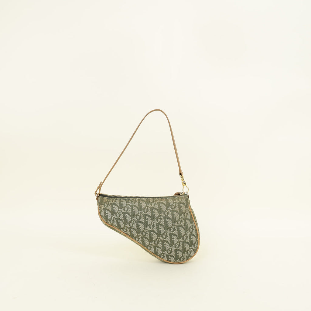 Christian Dior Khaki Oblique Saddle Mini Pochette