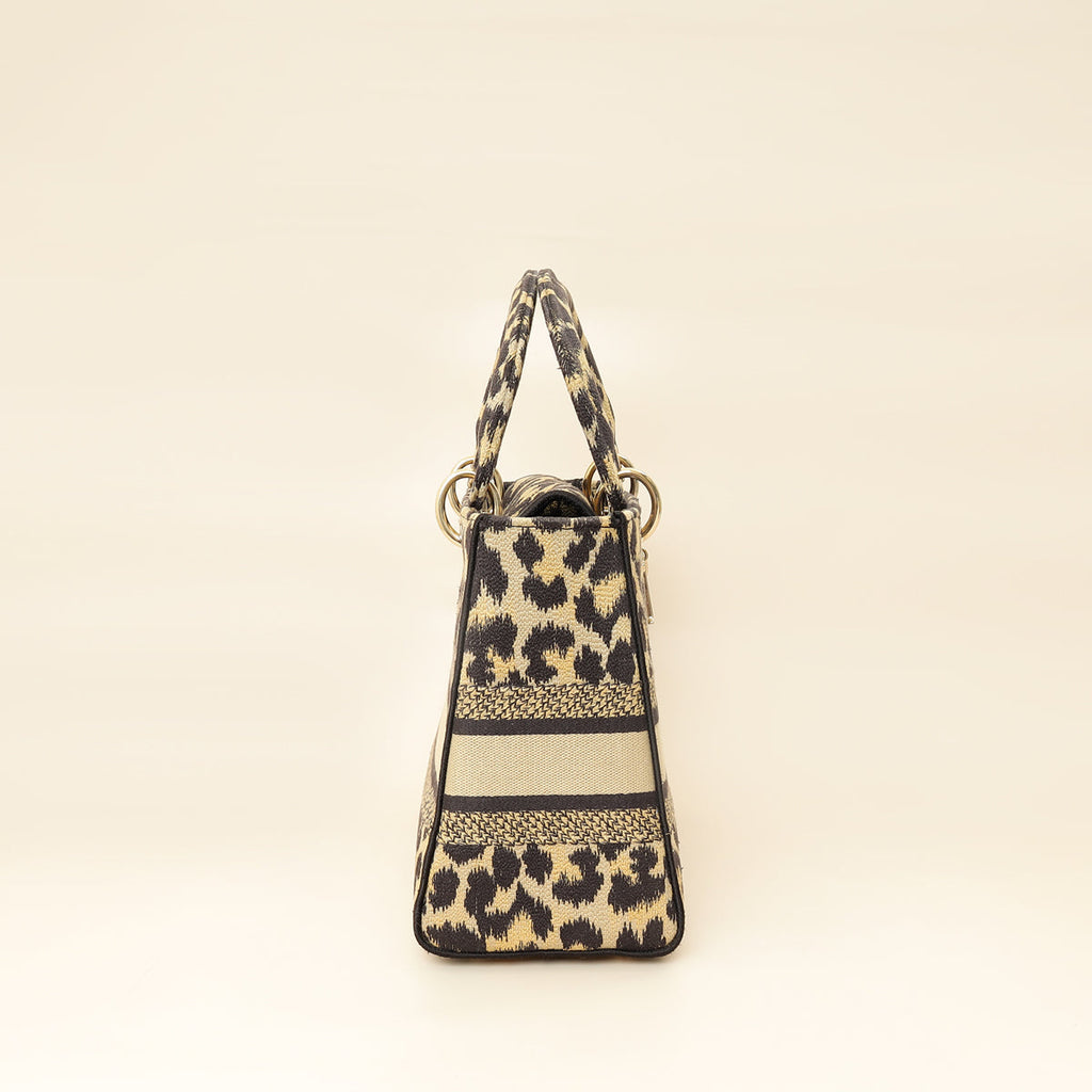 Christian Dior Bicolor Lady D-Lite Mizza Embroidered Medium Bag